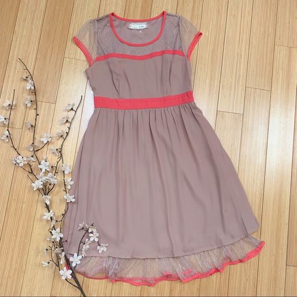 Modcloth Dresses & Skirts - ModCloth A’REVE soft mocha tan and pink dress, S.